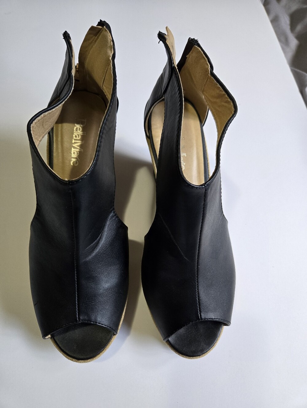 Bella Marie Black Open-Toe Cutout Heels